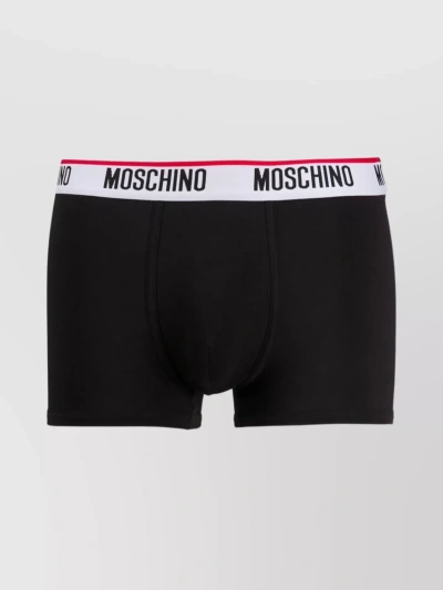 Moschino Stretch Cotton Boxer Set In Black