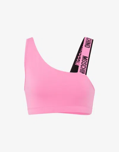 Moschino Top Sportivo In Jersey Di Cotone Stretch In Pink