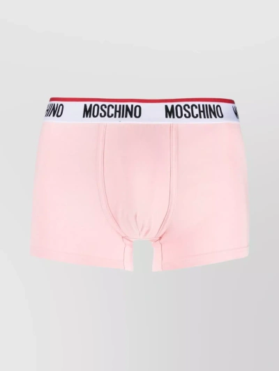 Moschino Stretch Cotton Logo Boxers In Pastel