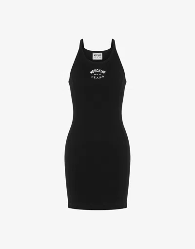 Moschino Stretch Cotton Ribbed Dress In Black