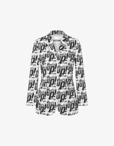Moschino Stretch Cotton Satin Jacket 'what's Up' In Black
