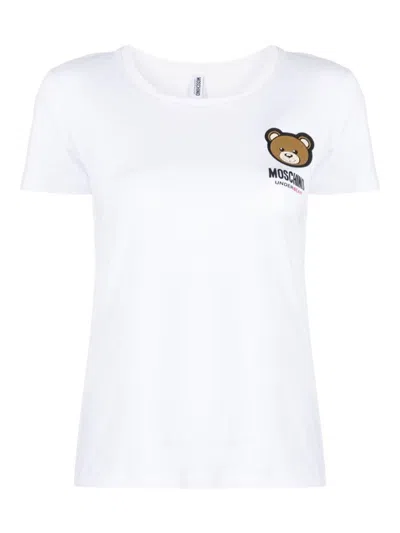 Moschino Logo Teddy Bear Printed Crewneck T-shirt In White