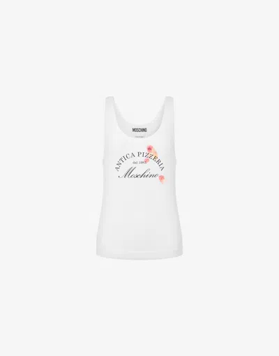 Moschino Stretch Cotton Tank Top Antica Pizzeria In White