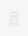 Moschino Stretch Cotton Tank Top Laurel Crown Logo In White