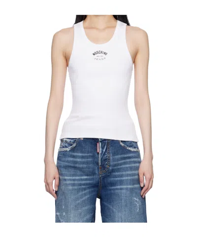 Moschino Stretch Cotton Tank Top In White