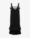Moschino Ribbon-embellished Ruffled Dress In Black