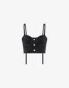 Moschino Button-front Denim Crop Top In Black