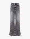 Moschino Stretch Denim Flared Trousers In Gray