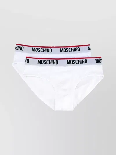 Moschino Stretch Fit Undergarments With Branded Elastic Waistband In White