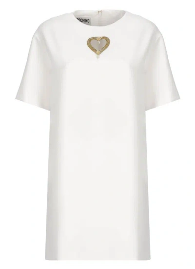 Moschino Stretch Heart Dress In White