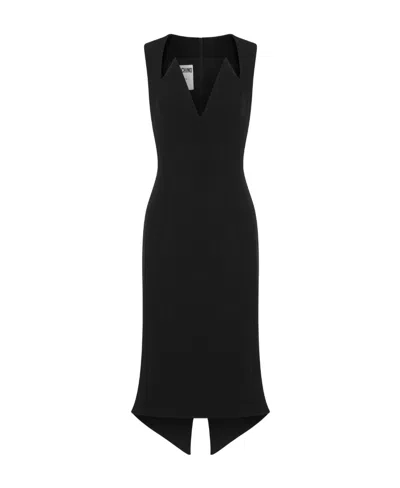 Moschino Stretch Pleated Dress In Black