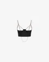 Moschino Stretch Poplin Crop Top With Pearls In Black