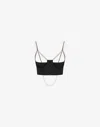 Moschino Stretch Poplin Crop Top With Pearls In Black