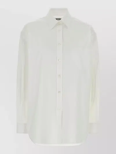 Moschino Stretch Poplin Shirt Long Sleeves Heart In White