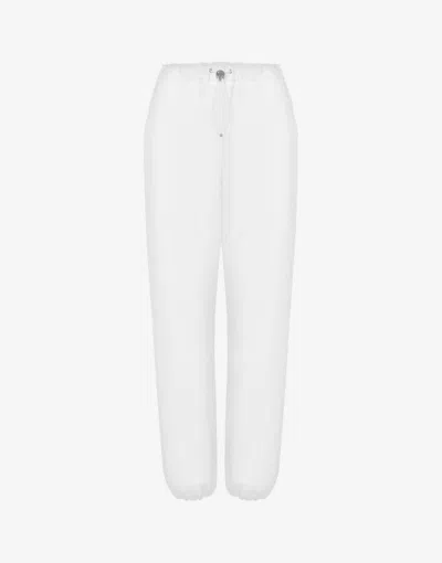 Moschino Stretch Technical Cotton Trousers In White