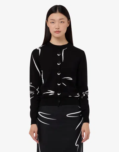 Moschino Strickjacke Aus Reiner Baumwolle Mit Intarsien In Black