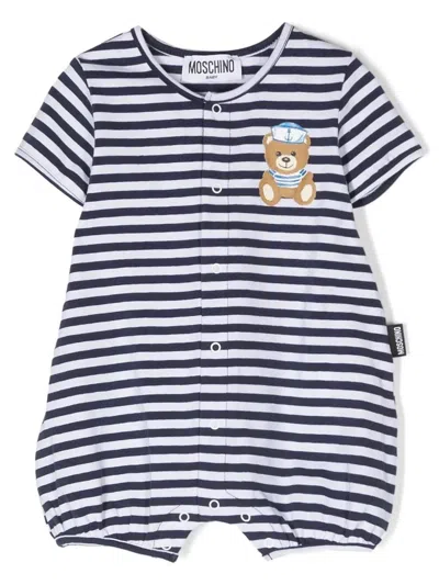 Moschino Babies' Stripe-print Cotton Shorties In Blu