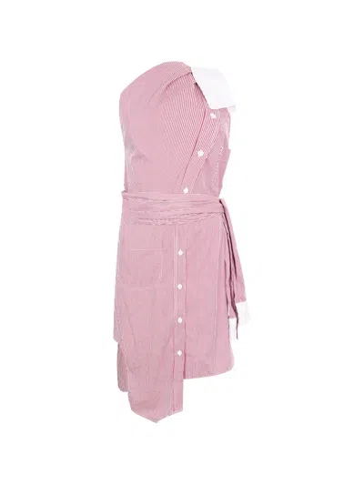 Moschino Striped Asymmetric Dress In Pink