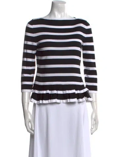 Pre-owned Moschino Striped Bateau Neckline Top W/ Tags In Black