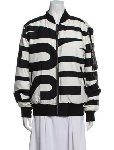 Pre-owned Moschino Striped Bomber Jacket In Black
