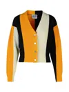 Moschino Multicolor Wool And Viscose Blend Striped Cardigan In Gold