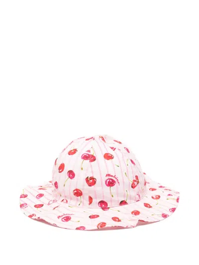 Moschino Striped Cherry Baby Hat In White
