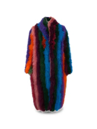 Moschino Striped Coat In Multi