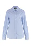 Moschino Striped Poplin Shirt Goose Embroidery In Blue