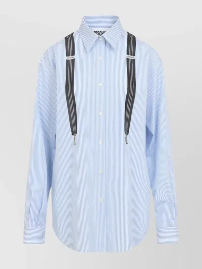 MOSCHINO STRIPED COTTON SHIRT BRACES PRINT