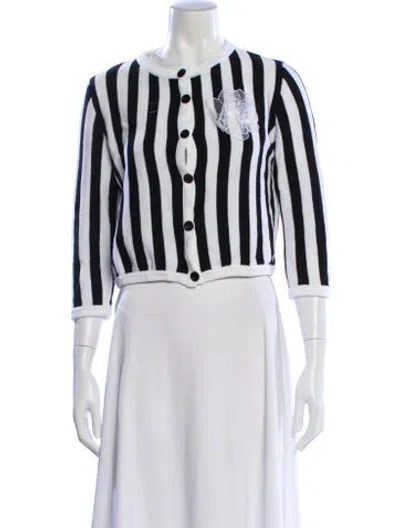 Pre-owned Moschino Striped Crew Neck Sweater In White