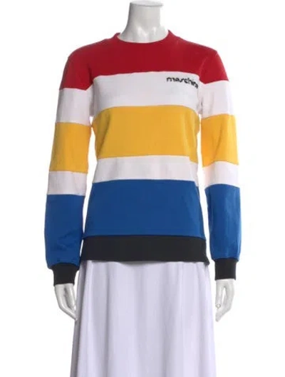 Pre-owned Moschino Striped Crew Neck Sweatshirt In Yellow