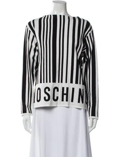 Pre-owned Moschino Striped Crew Neck Top In Blue