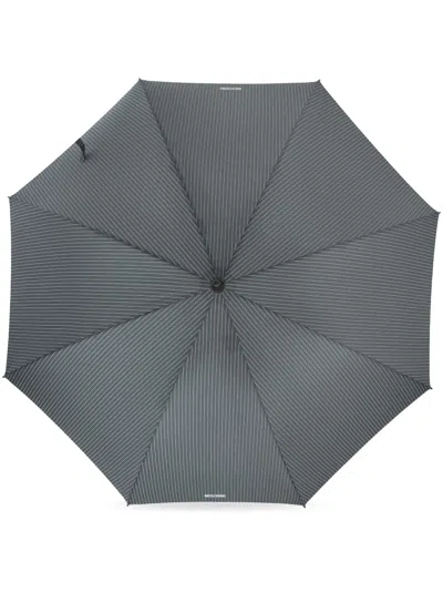 Moschino Striped Crook-handle Umbrella In Grey