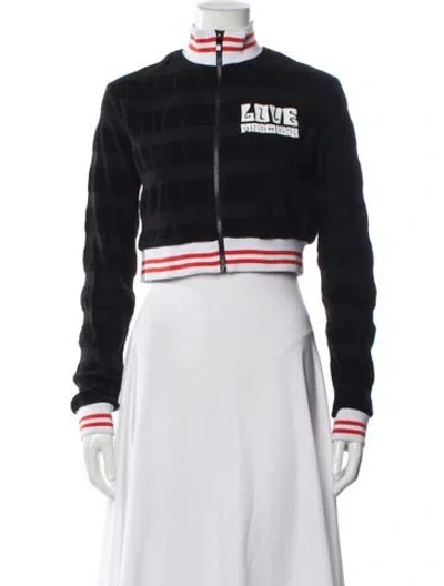 Pre-owned Moschino Striped Denim Jacket In Black