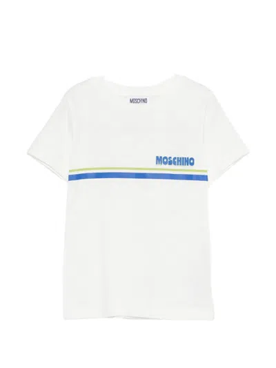 Moschino Kids' Striped-detail T-shirt In White