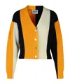 Moschino Multicolor Wool And Viscose Blend Striped Cardigan In Black