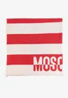 Moschino Striped Logo Beach Towel In Red