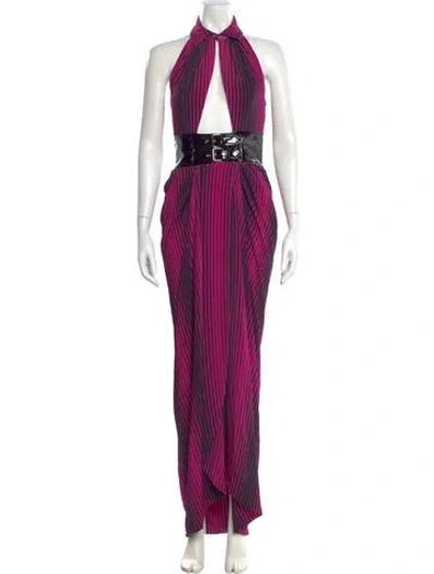Pre-owned Moschino Striped Long Dress W/ Tags In Purple