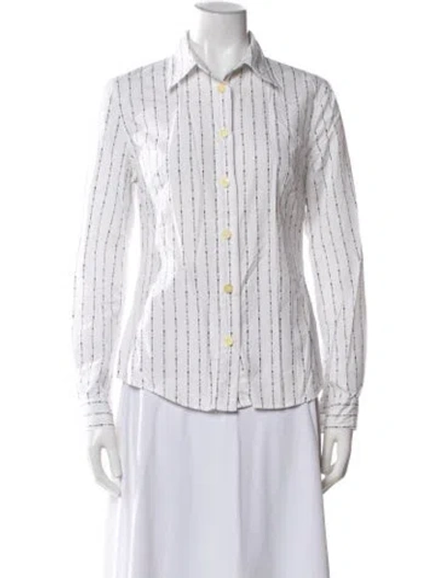 Pre-owned Moschino Striped Long Sleeve Button-up Top In Blue