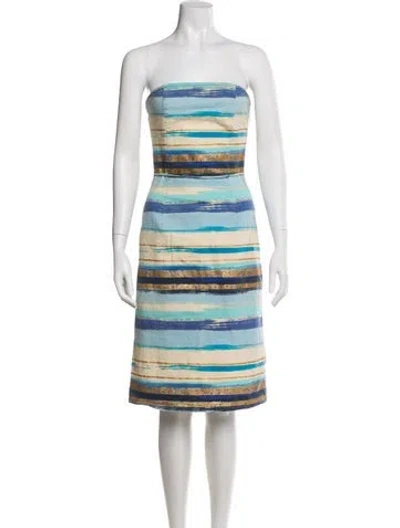 Pre-owned Moschino Striped Mini Dress In Blue