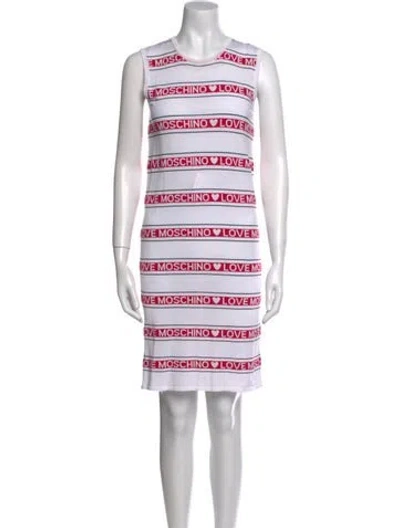 Pre-owned Moschino Striped Mini Dress In White