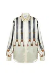 Moschino Shirt In Satin Suspenders Print