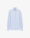 Moschino Striped Poplin Shirt Goose Embroidery In Azure