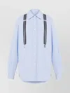 Moschino Couture Light Blue Cotton Striped Shirt With Decorative Straps