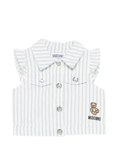 Moschino Babies' Striped Ruffled Jacket In Blue