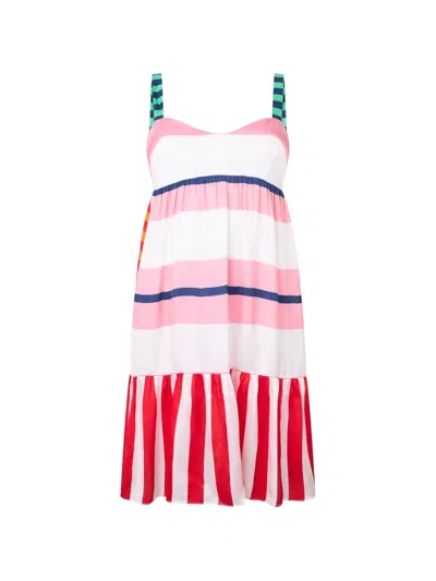 Moschino Striped Ruffled Midi Dress In Multi