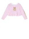 Moschino Striped Sailor-teddy Peplum Top In Pink