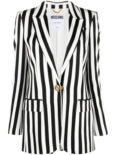Moschino Striped Satin Blazer In Multi
