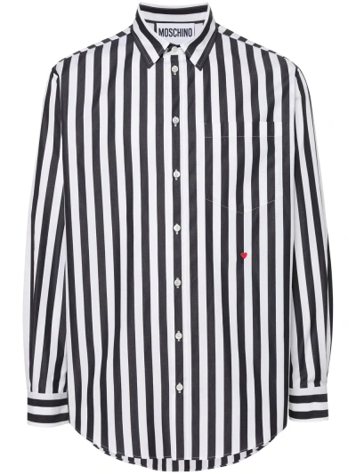 Moschino Striped Shirt In Black