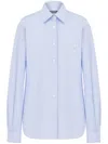 Moschino Striped Poplin Shirt Goose Embroidery In Blue